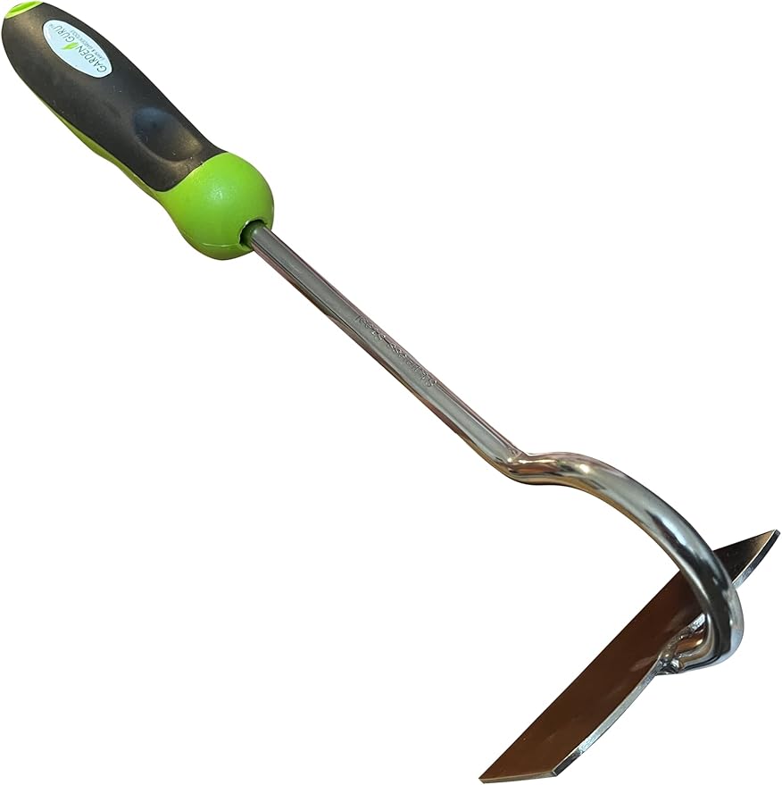 Garden Guru Hand Hoe Tiller Cultivator Tool - Stainless Steel for Ultimate Strength - Rust Resistant - Ergonomic Handle - Great for Gardening Digging Tilling Planting Cultivating Loosening