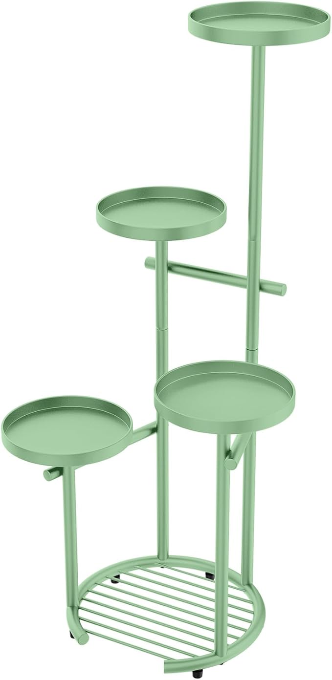 TOSKING 5 Tier Metal Plant Stand Indoor, Plant Shelf, Corner Shelf Flower Pot Stand for Outdoor Plant Stand for Living Room Balcony Garden Patio Bedroom (Green, 42in)