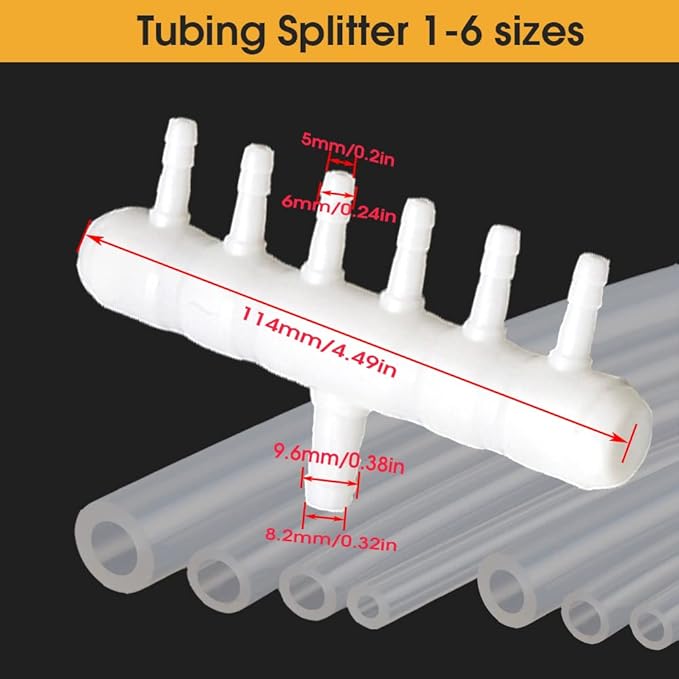 Rake-shaped hose joint air discharge diverter, Plastic Barb Hose Fitting Connector, 6-Way Outlet Air Line Pump Tubing Splitter Water Flow Divider, for Aquarium Garden Agricultural Irrigation(6Pcs)