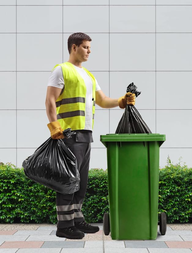 150 Count Heavy Duty Black Trash Bags, 40-45 Gallon, 38x46 Inches, 20 Micron Thick Large Garbage Bags