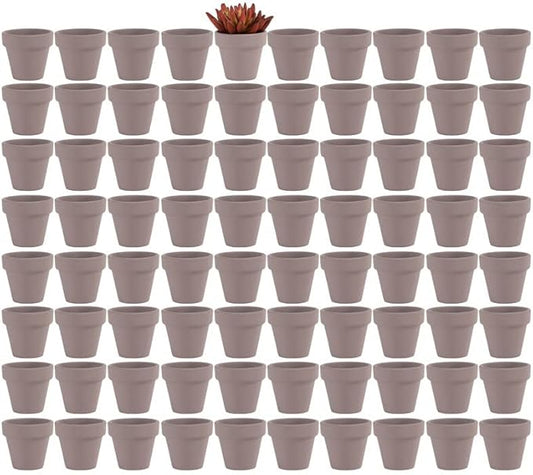 Yishang 2 inch Grey Small Terracotta Pots with Drainage Holes,Mini Clay Ceramic Pottery Planter,Cactus Flower Nursery Terra Cotta Pots, for Indoor/Outdoor Succulent Plants, Crafts(80 Pack)