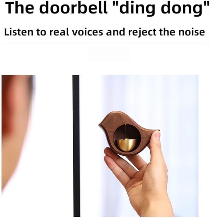 Shopkeepers Bell for Door Opening, Wood Doorbell Magnetic Wind Chime for Refrigerator Room Garden, Cute Decorative Doorbell for Home/Store/Restaurant Door, Creative Gift (Walnut)