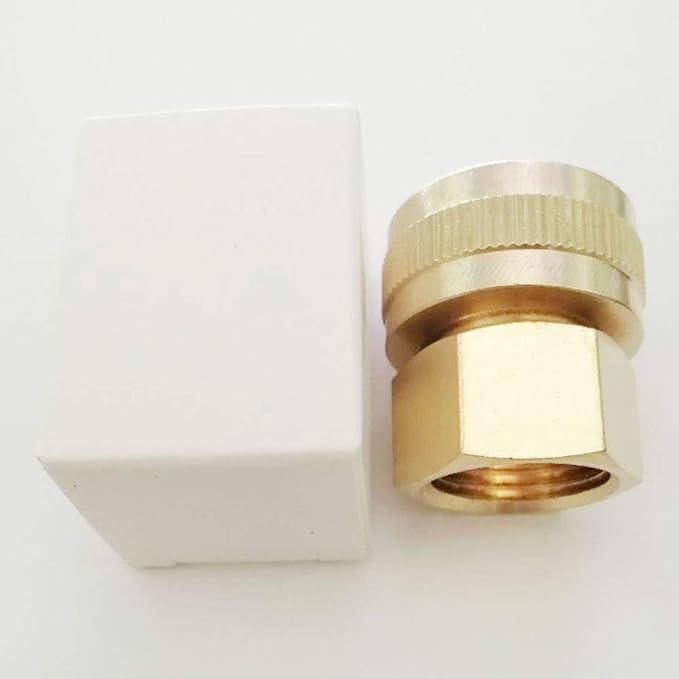 YOUHO Garden Hose Adapter Double Female Brass Swivel Thread Size 1/2" NPT (F) to 3/4" NH (F) Garden Pipe Joint Extension Repair Fitting(1 Pack)