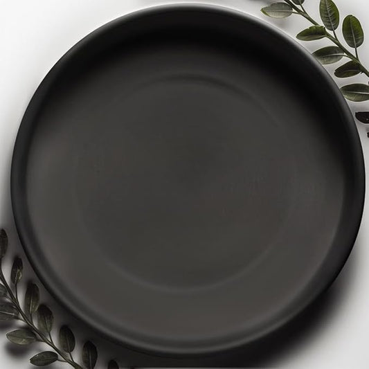 Willowy 12 Inch Black Ceramic Pot Saucer - Drainage Tray for 9, 10, 11 Inch Planters + More Sizes