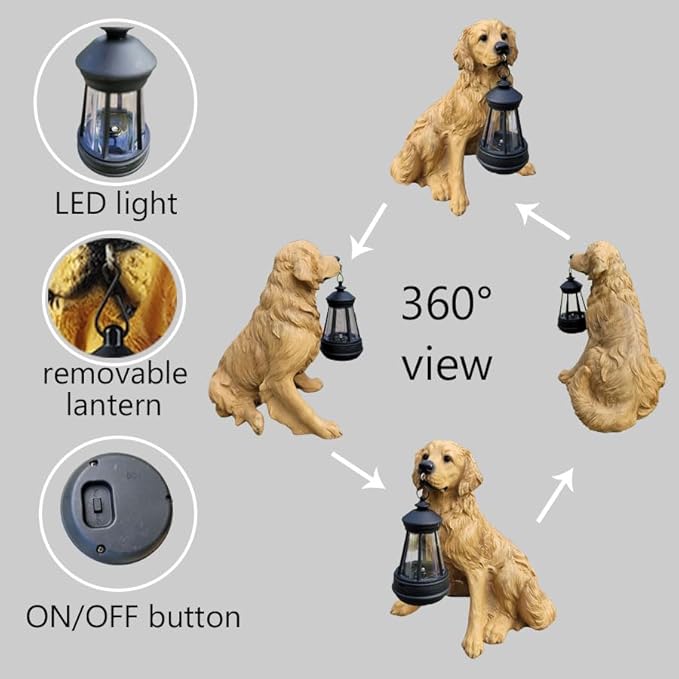 Garden Statues Dog Solar Hanging Light, Courtyard Resin Simulated Handicraft Dog Statue Ornament, Garden Yard Entrance Decoration.