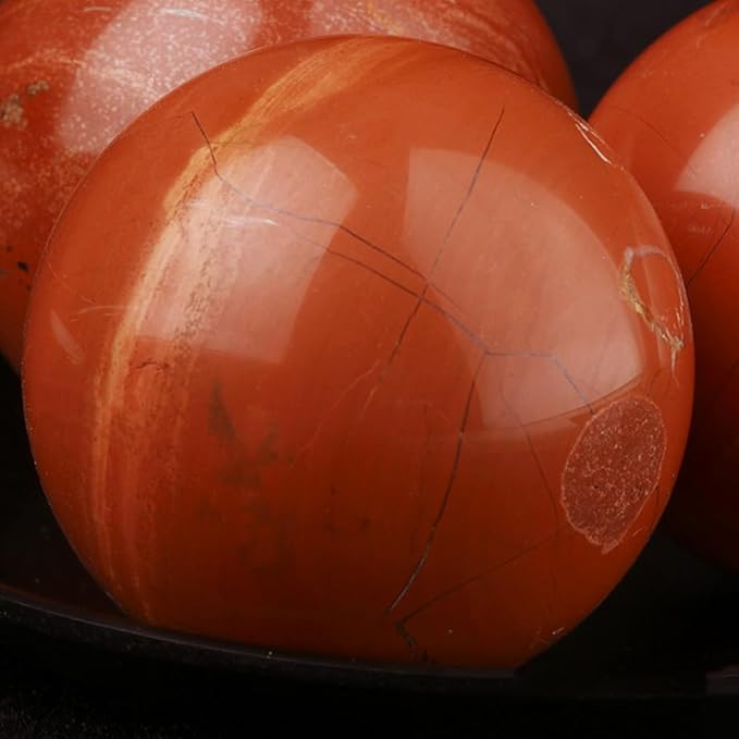 4-5CM/1.58-1.97inch Magical Natural Red Jasper Stone Ball Quartz Crystal Mineral Reiki Treatment Home Office Degaussing Decoration Collection Sphere (Red Jasper, 40-50mm)