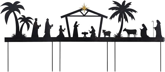 hogardeck Nativity Set for Christmas, 48" 3 Pcs Metal Nativity Scene Decorative Garden Stakes for Outdoor Christmas Decorations, Holy Family Manger Scene Nativity Sets Yard Signs for Garden Lawn Patio