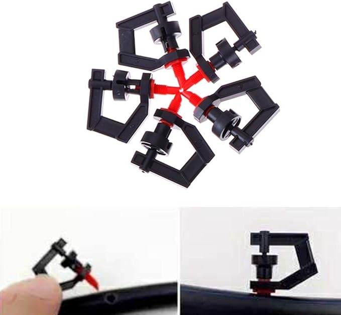 100Pcs G Type 360° Micro Rotary Tripod Nozzle Sprinklers Head Refractive Misting Irrigation Plant Rotating Refraction Sprinkler Atomizing Nozzle Lawn Watering Dripper System Garden Sprayer Atomizer