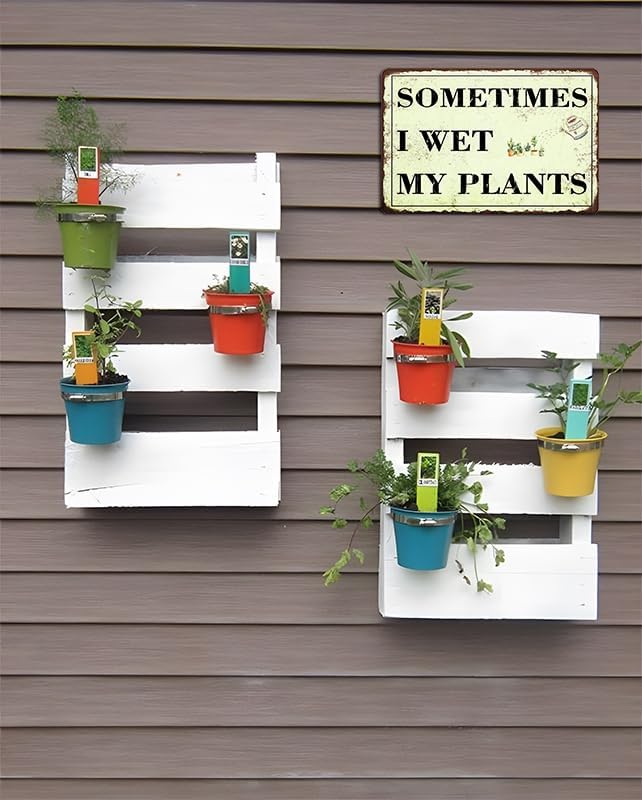Artlunar Funny Garden Sign Outside Decor Gift For Gardener - I Wet My Plants, 12" x 8" (981)