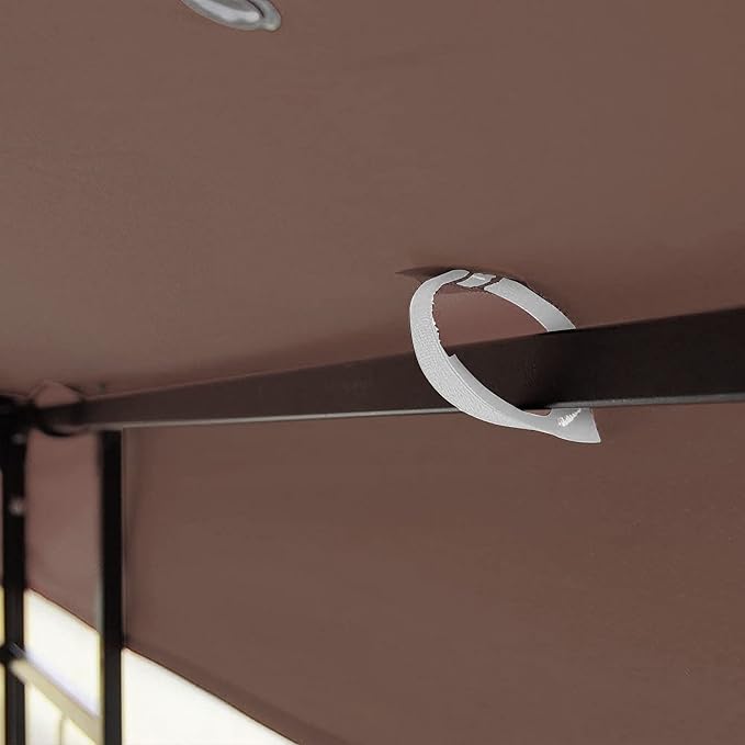 10x10 Ft Gazebo Canopy Replacement Cover, Double Tiered Gazebo Replacement Top (Coffee)