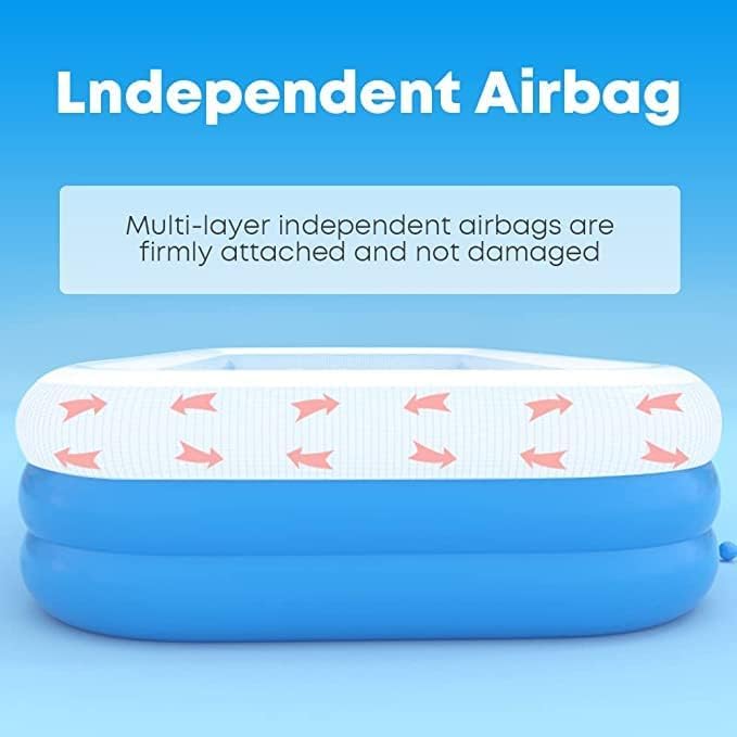 Inflatable Swimming Kiddie Pool, Size 120" X 72" X 22" Large Blow Up Pool for Family Backyard Outdoor Toddler,Big Rectangle Pools for Children,