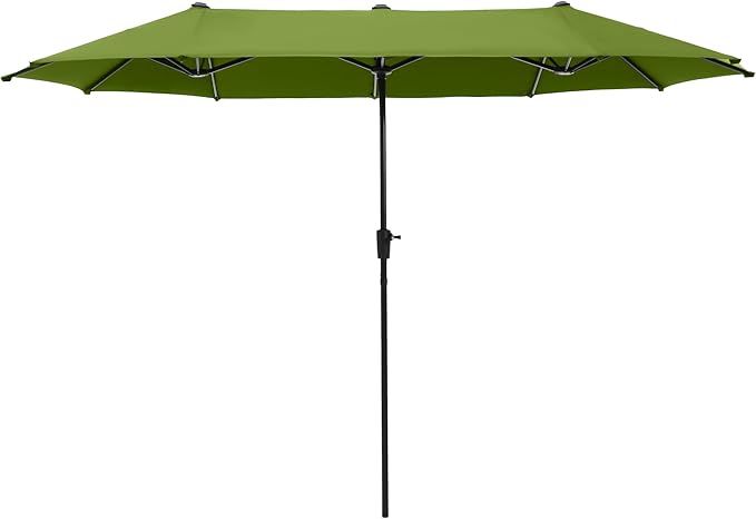PHI VILLA 13ft Large Patio Umbrellas, Double-Sided Outdoor Market Rectangle Umbrella for Outside, Lime Green