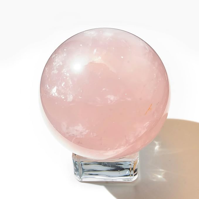 5-6CM/1.97-2.36inch Natural Pink Crystal Ball Rose Quartz Sphere Polished Divination Ball Decorative Sphere Healing Crystals Ball Stone Crafts Home Decor Ornament Gifts (50-60mm, Pink Crystal)