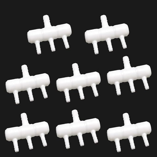 Rake-shaped hose joint air discharge diverter, Plastic Barb Hose Fitting Connector, 3-Way Outlet Air Line Pump Tubing Splitter Water Flow Divider, for Aquarium Garden Agricultural Irrigation(8Pcs)