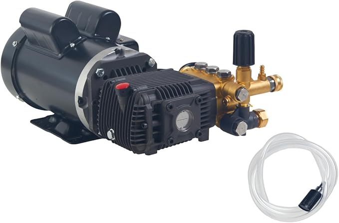Canpump 1500 PSI 2 GPM Pressure Washer Pump Assembly with 2 HP 120 V Motor – Triplex Power Washer Pump, Fully Serviceable, External Unloader – For Cars, Driveways, Siding, Decks & Patios