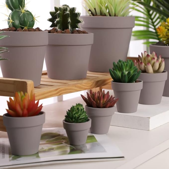 Yishang 36 pcs Small Mini Grey Clay Pots, 2.5'' Terracotta Pot Clay Ceramic Pottery Planter,Cactus Flower Terra Cotta Pots,Succulents Nursery Pots,with Drainage Hole,Great for Crafts,Wedding Favor