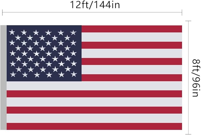American Flag 8x12 Ft, US Deluxe Embroidered Heavy Duty Polyester Durable Outside Flags with Brass Grommets