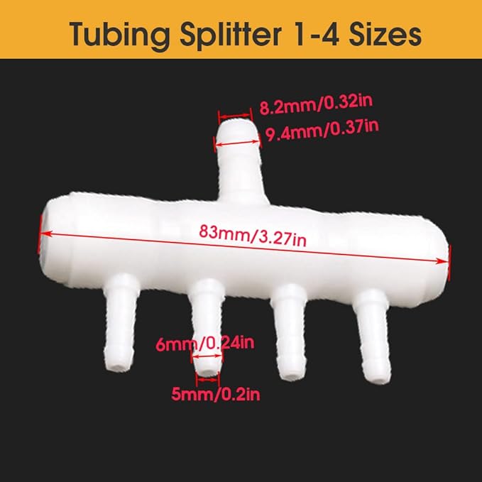 Rake-shaped hose joint air discharge diverter, Plastic Barb Hose Fitting Connector, 4-Way Outlet Air Line Pump Tubing Splitter Water Flow Divider, for Aquarium Garden Agricultural Irrigation(8Pcs)