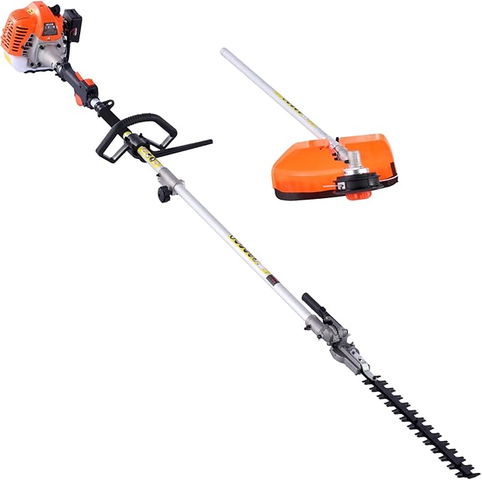 Gas Hedge Trimmer VEVOR, 26cc 2-Cycle Handheld 4-in-1 Trimmer Kit with Hedge Trimmer, Weed Eater/String Trimmer, Edger & Brush Cutter, Includes Protective Gear for Shrubs & Bushes