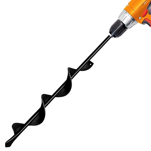 1.7"x15" Garden Auger Drill Bit for Planting Solid Shaft Bulb Auger, Heavy Duty Garden Auger Spiral Drill Bit for Auger Post Hole Digger,Plant Drill bit for 3/8” Hex Drive Drill
