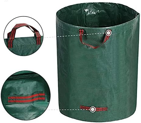 79 Gallons Lawn Leaf Bags, Yard Waste Bag, Reusable Gardening Leaf Collet Bag, Patio Garden Weed Bag, Leaf Collector Storage Bin, Trash Can with Lid & 4 Handles - Extra Large & Heavy Duty Leaf Bag
