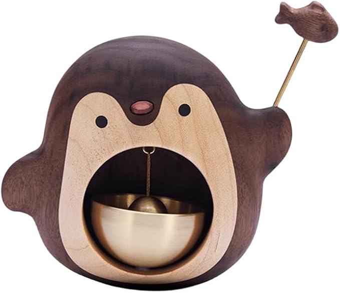 Shopkeepers Bell for Door Opening, Wood Doorbell Magnetic Wind Chime for Refrigerator Room Garden, Cute Decorative Doorbell for Home/Store/Restaurant Door, Creative Gift (Walnut)
