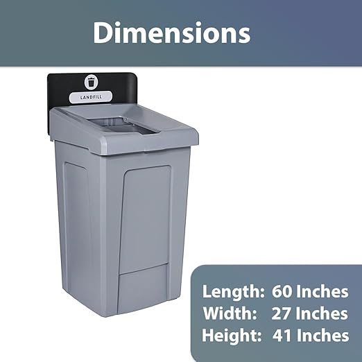 Stager Direct, 3 in 1 Recycling Station with Lid, Recycle Bin, Exterior Trash Can, Recycling Station Kit, Heavy Duty Premium Plastic, Perfect for Kitchen, Office, Garden, Garage (33 Gallon), (N.4)