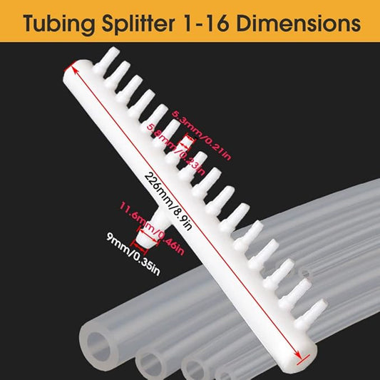 Rake-shaped hose joint air discharge diverter, Plastic Barb Hose Fitting Connector, 16-Way Outlet Air Line Pump Tubing Splitter Water Flow Divider, for Aquarium Garden Agricultural Irrigation(4Pcs)