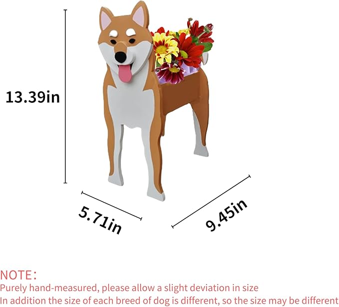 Shiba Inu Dog Planter Plant Pots,Cute Garden Dog Flower Planter,Dog Planters Birthday Gifts for Women,Office,Indoor/Outdoor Decor(9.45 * 5.71 * 12.13in)