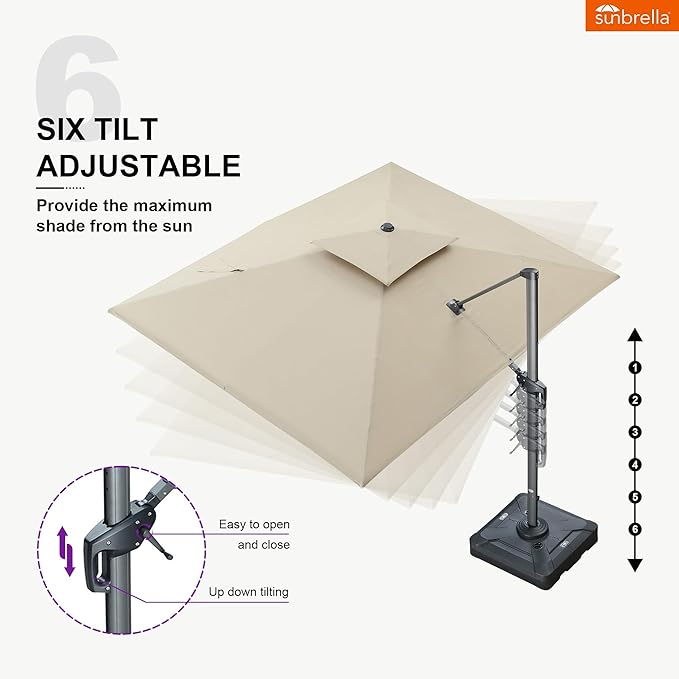 PURPLE LEAF 9' X 12' Sunbrella Patio Umbrella Cantilever Outdoor Double Top Large Rectangle Umbrella Heavy Duty 360° Rotation Offset Hanging Umbrella for Garden Deck Pool Backyard Patio Spectrum Sand