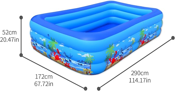 Baiao Inflatable Swimming Pool for Adult, Blow Up Pool for Backyard, Garden, Indoor, or Summer Outdoor Paly Water Happy Family Time 118" x 68" x21" (300CM)