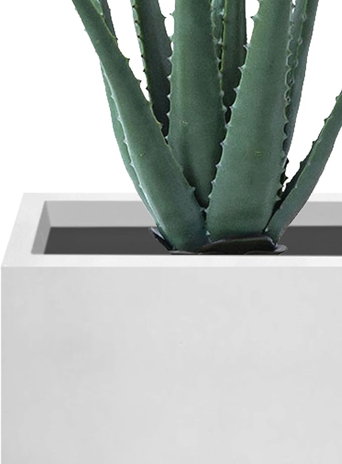 Kante 16",12",10" Square Concrete Planters Set of 3 for Outdoor Indoor Home Patio Garden, Large Plant Pot with Drainage Hole and Rubber Plug, Pure White