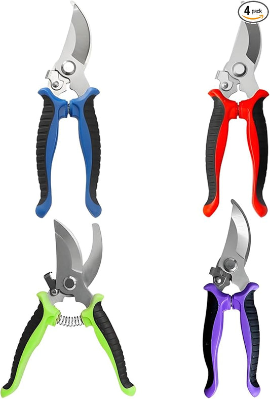 4PCS Garden Pruning Shears-7.5 Inch Stainless Steel Pruning Snips,Garden Scissors Handheld for Gardening Cutting Flower Tree Trimming Tools (4)