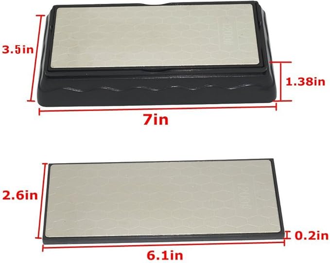 Double-sided Diamond Sharpening Stone, Knife Sharpener Stone diamond sharpener Honeycomb Surface Plate with Non-slip Base for Scissors Knives Outdoor Kitchen Sharpen Tools (400/1000 Grit)