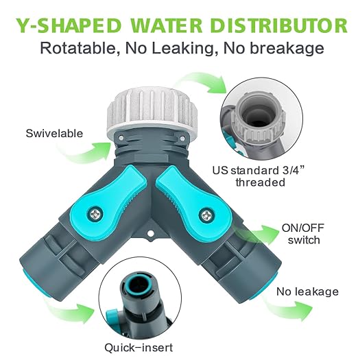 Drip Irrigation Kit 66ft, Automatic Irrigation System for Garden with 12mm Irrigation Tubing, Quick Connect Mist Nozzle with 4-Outlet for Lawn Outdoor Plants Greenhouse