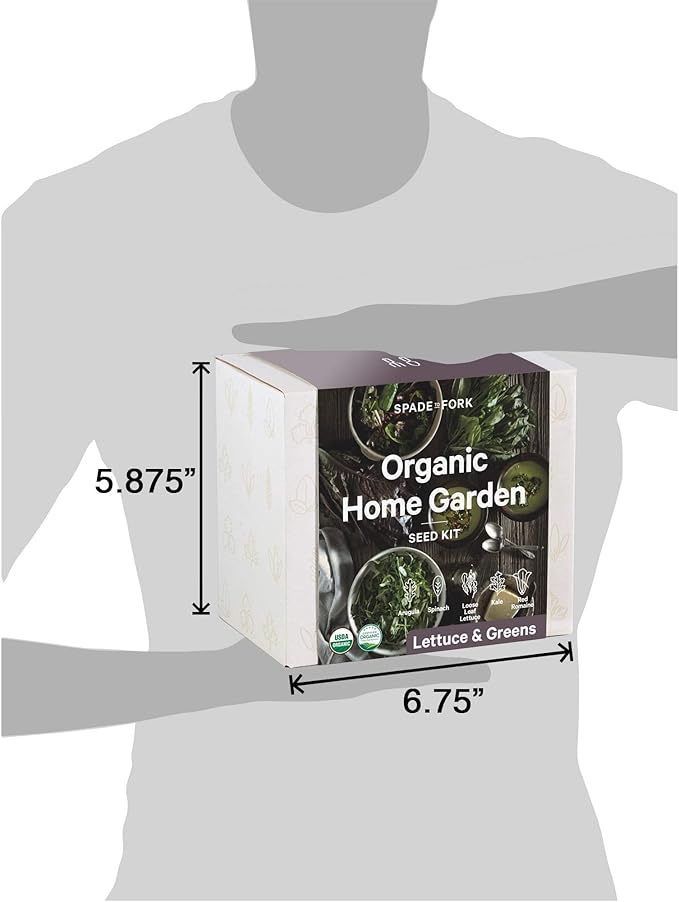 Organic Indoor Lettuce & Greens Garden Starter Kit - Certified USDA Organic Non GMO - Includes Spinach, Kale, Red Romaine, Loose Leaf Lettuce Seeds for Planting, Potting Soil, Peat Pots