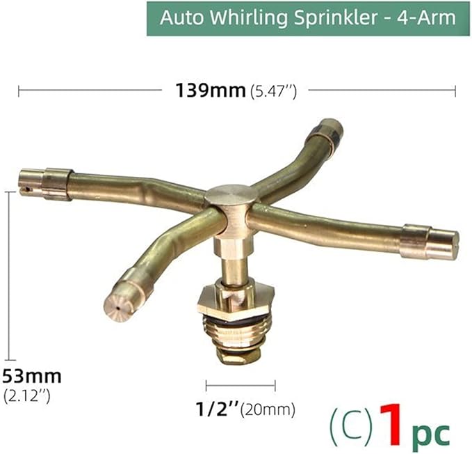 3/4 Arm Automatic Rotary Sprayer with Water Sealant Tape, 360 Degree Rotation Irrigation System Sprinkler Head, Sprinklers for Plants, Large Area Coverage Water Sprinkler for Garden Yard Lawns (4-ARM)