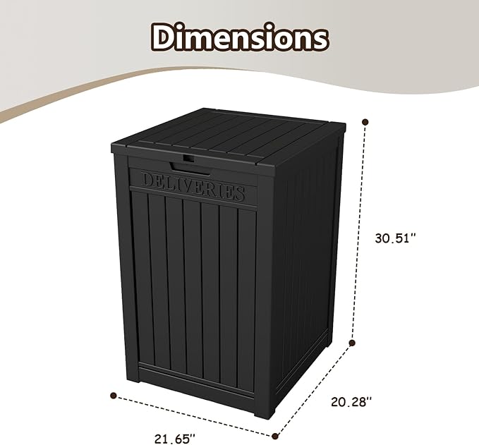 48 Gallon Large Package Delivery Box,Storage Box with Lockable Secure,Double-Wall Resin Outdoor Package Delivery and Waterproof Deck Box for Porch, Curbside (Black)