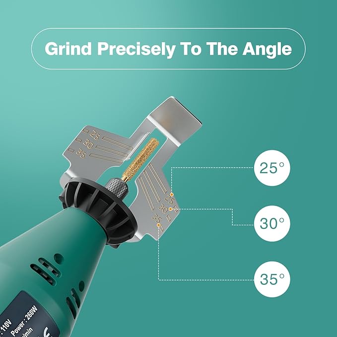 Electric Chainsaw Sharpener Kit Adjustable Speed Chainsaw Chain Sharpener with 9 Titanium Coated Diamond Files for All Chainsaw Chain Sizes
