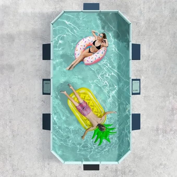 1.8m PVC Folding Pool, Non-Inflatable Portable Swimming Pool for Kids and Adults, Hard Plastic Shell Outdoor Pool with Foldable Design for Backyard, Patio, Beach