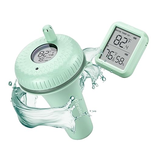 Firelex Wireless Digital Pool Thermometer Floating Easy Read, with Indoor Temperature Humidity Monitor for Swimming Pools Hot Tubs Small Ponds Aquariums