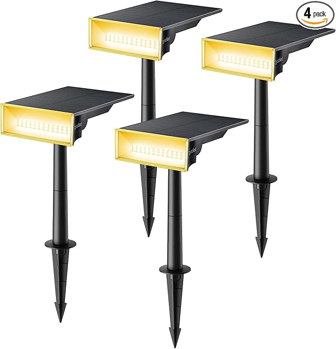 Consciot Solar Spot Lights, Outdoor 3000K Warm White, IP65 Waterproof, Landscape Lights for Yard & Tree House, 4 Pack