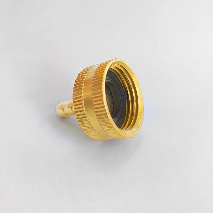 3/8" Barb x 3/4" Female GHT Thread Solid Brass Water Hose End Repair Connector, Includes Stainless Steel Clamps and gaskets(Pack of 2)