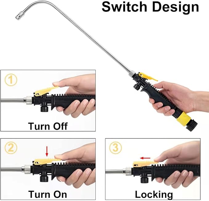 Mist Watering Wand For Hanging Baskets,25 Inch Spray Wand With Adjustable Nozzle, Car Pet Window Cleaning Tool, Great For Watering Seedbeds, Hanging Plants, Deck Plants.(90-degree curved nozzle)