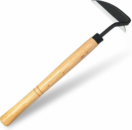 SHANFEEK Grass Sickle Japanese Weeding Hoe Garden Hand Tool Weeding Tools for Garden High-Strength Steel with Solid Wood Handle(Yellow)