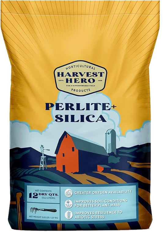 Perlite+ Silica, Superior Soil Amendment That Promotes Enhanced Plant Growth. Ideal for Potting Soil, Transplanting, and Hydroponic Systems, OMRI Listed, 100% Organic (12 QT)