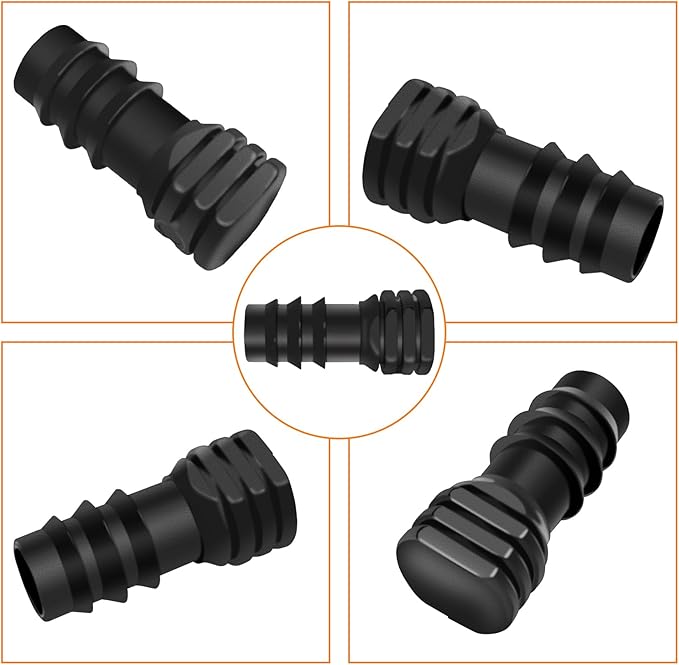 1/2 inch Drip Irrigation End Cap Fittings, Barbed End Plug Connector Fit 1/2" Irrigation Tubing (0.52" ID x 0.65" OD), Drip Line Goof Plug Connector for Garden Irrigation System - Pack of 10