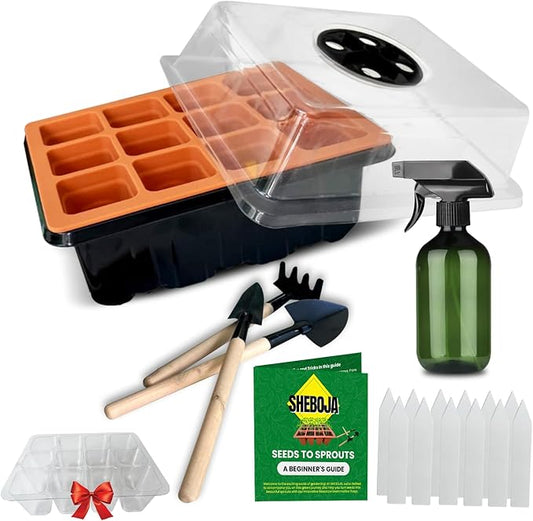 Silicone Seed Starter Tray with Seed Germination Kit, Reusable Seed Starting Trays with Plant Starter Kit, Seed Trays Seedling Starter and Gardening Gifts for Plant Lover