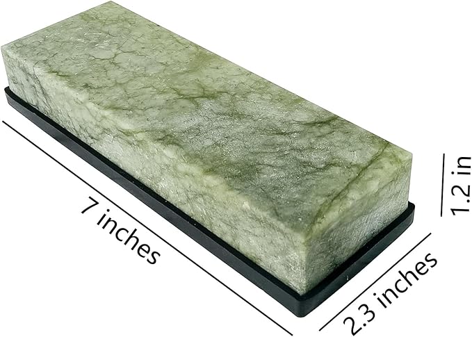Large Size Polishing Sharpening Stone,Grit 10000# Knife Sharpener Whetstone Final Fine Polishing Natural Green Honing Oilstone for Knives Tools,Cutting Tools 180 * 60 * 30mm with Bamboo Base