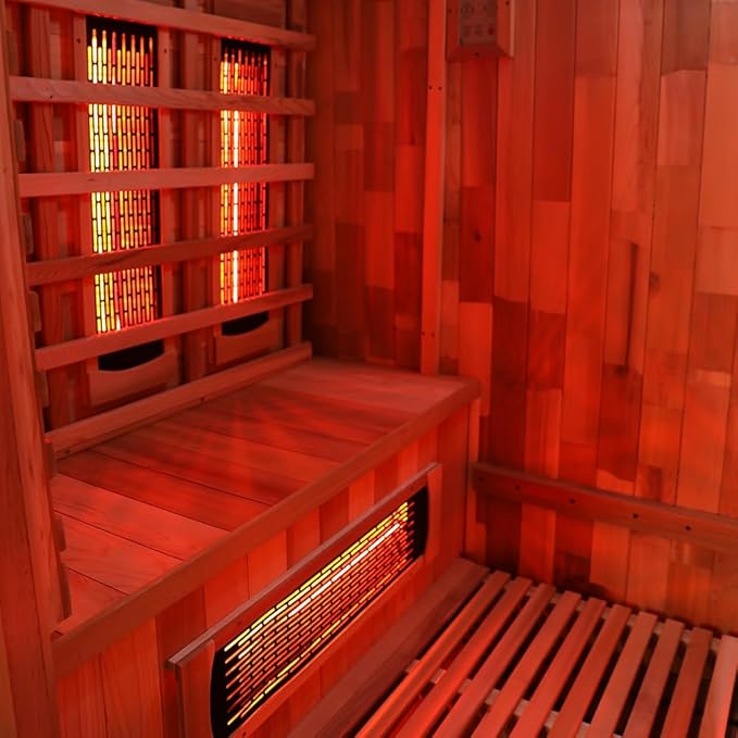 Fully Customize Barrel Sauna 4-8 Person, Hybrid Heating Option, Canadian Red Cedar, Glass Window Option, Scenic Porch, Wood Burning Stove,Harvia Heaters, Infrared Sauna,Red Light Therapy Device